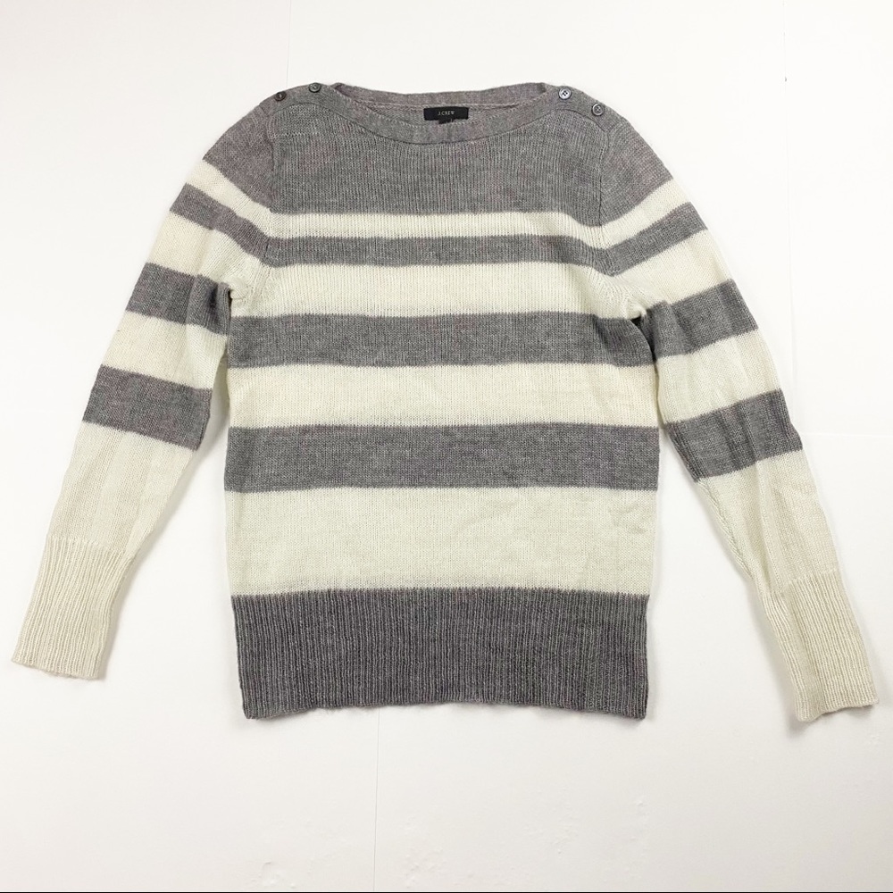 J.Crew Gray And Cream‎ Striped Sweater Size Large